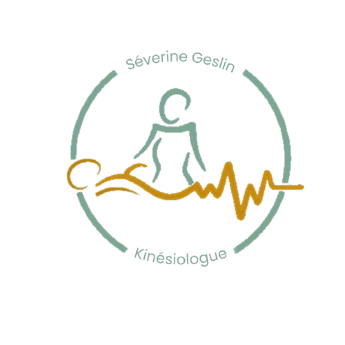 logo couleur vert sauge et or représentant une séance de kinésiologie